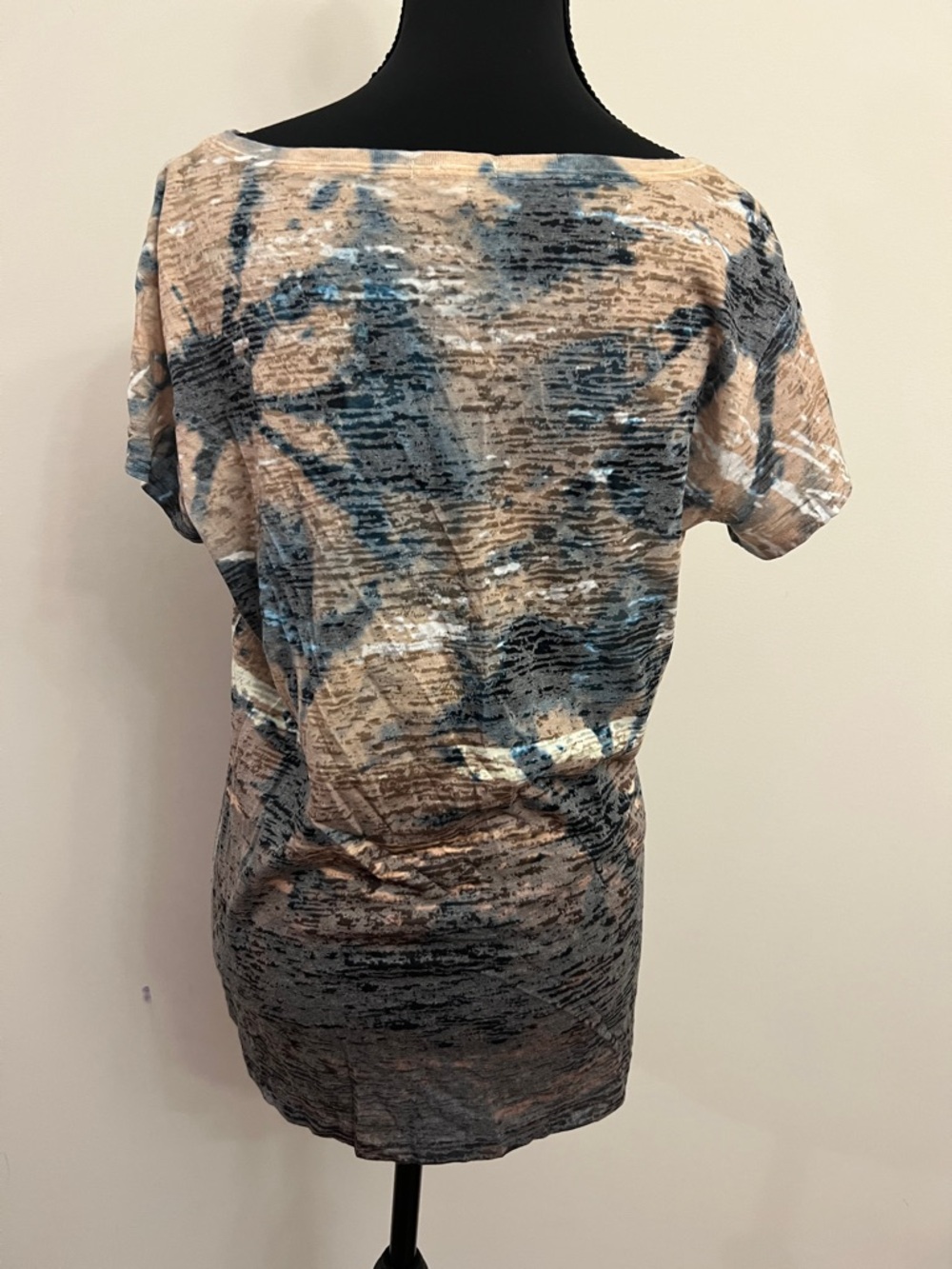 Cache Blue and Tan Scoop Neck Short Sleeve Top - Picture 3 of 7